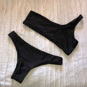 One shoulder black swimsuit